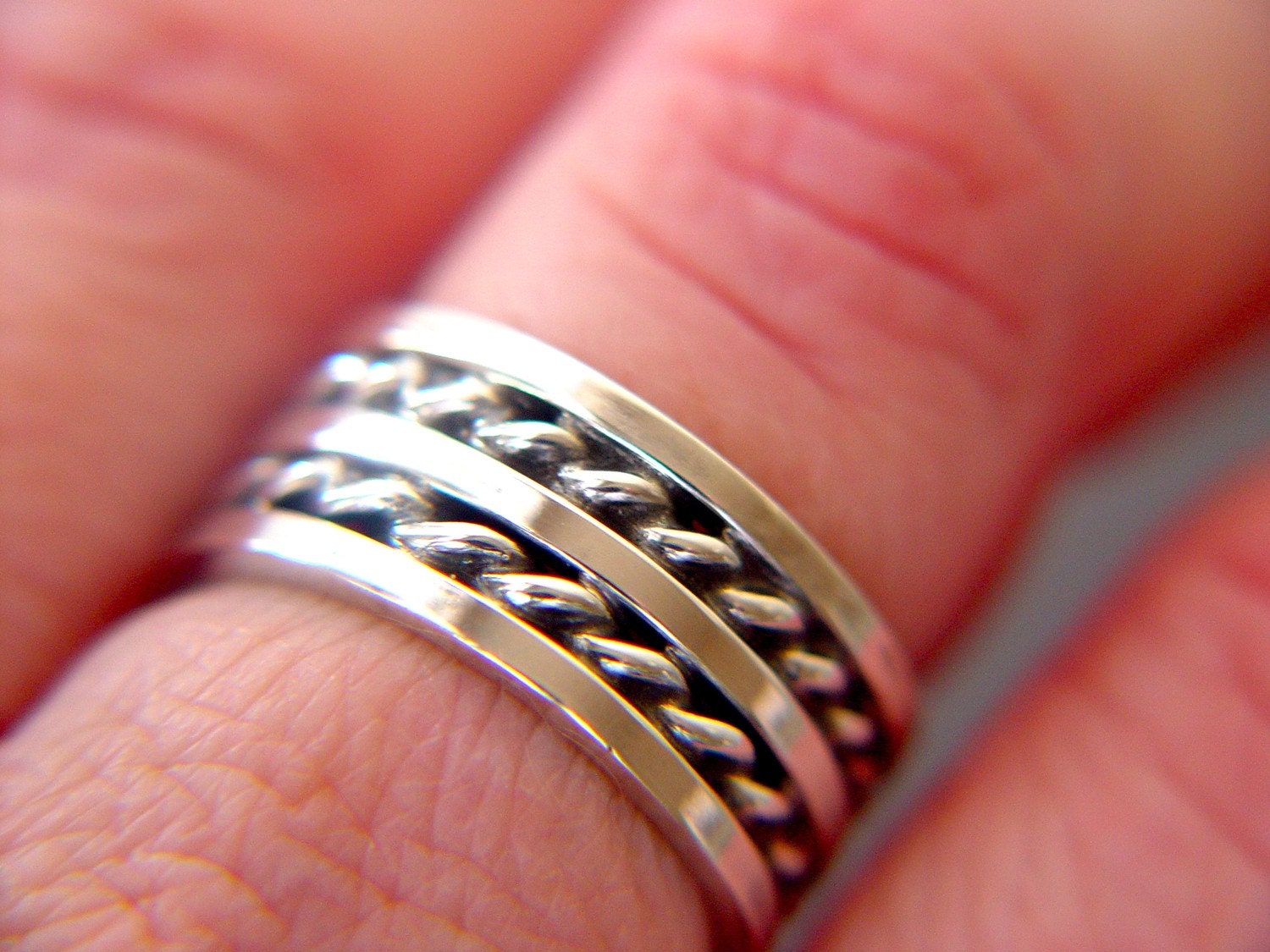 Sterling silver band with twisted wire