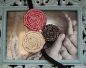 Pink, white and gray Silk Rosette Headband