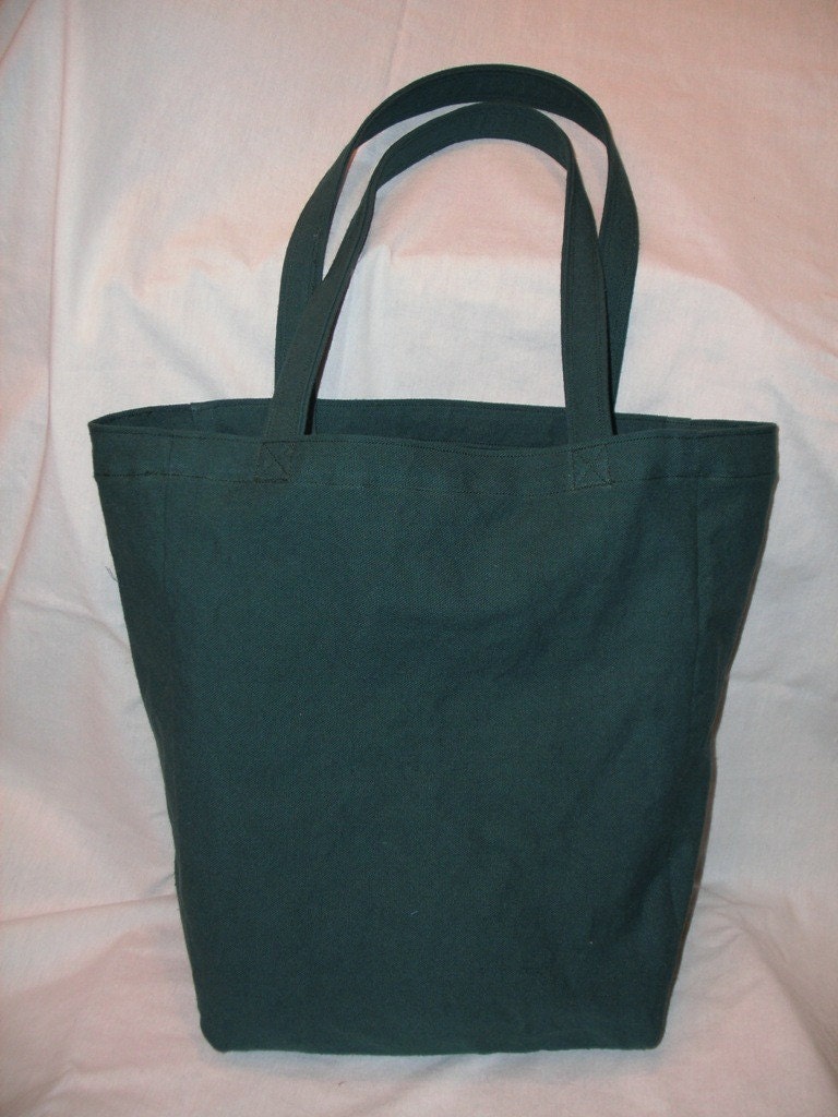 Tote Bag Cotton Canvas New - Hunter Green - Knitting Project Craft Bag