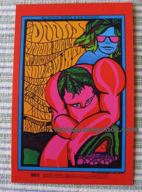 Sixties DOORS Original CONCERT Postcard Fillmore Auditorium SF Done to Advertise the Show