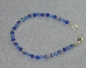 Light and Dark Blue Faceted Crystal Ankle Bracelet - Anklet