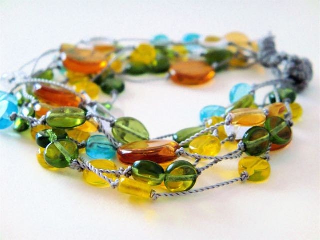 Kaleidoscope Bracelet- Czech Glass and nylon thread