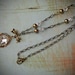 Vintage Rhinestone Necklace, Edwardian Jewelry, Antiqued Brass, Crystal
