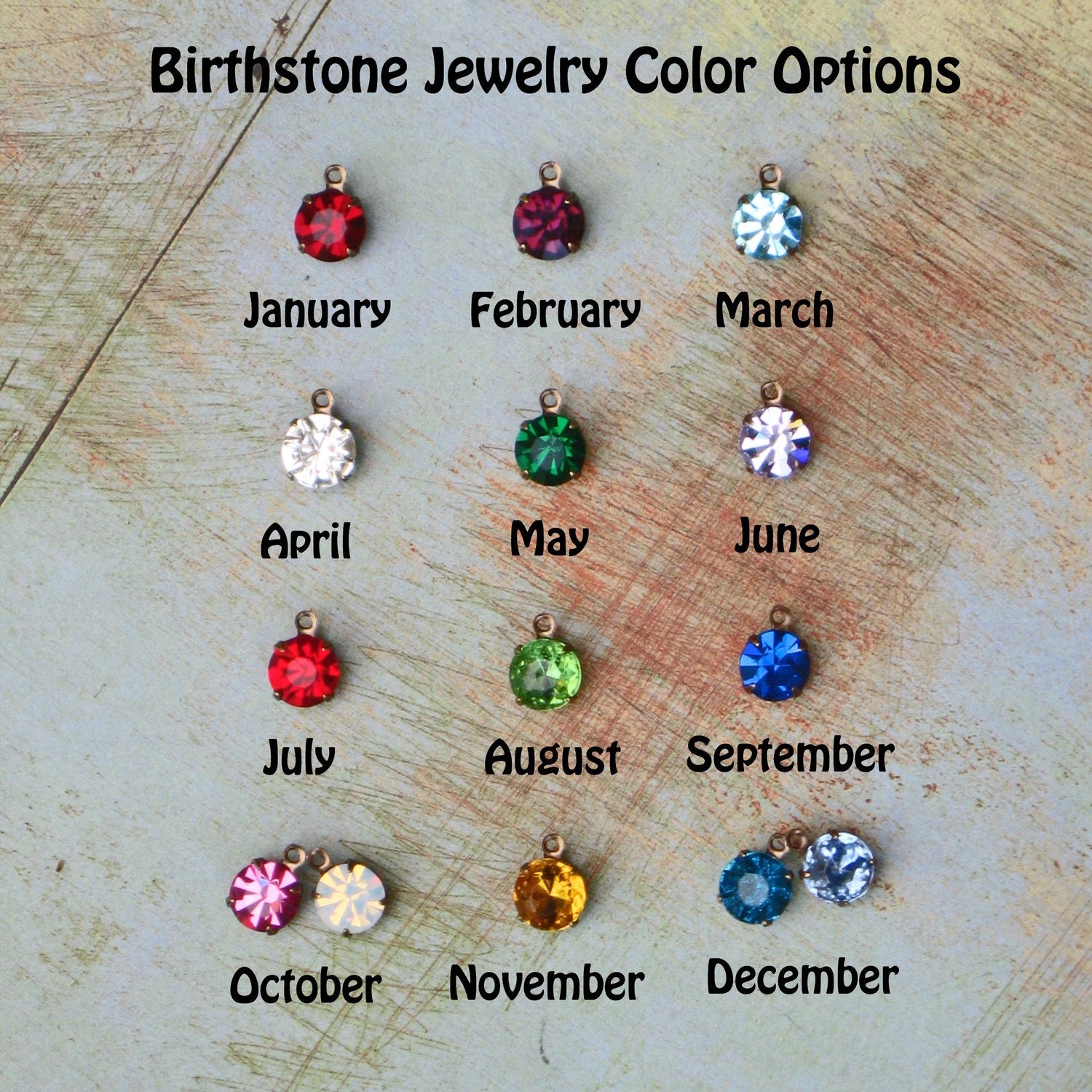 Vintage Rhinestone Birthstone Charm, Additional Stone
