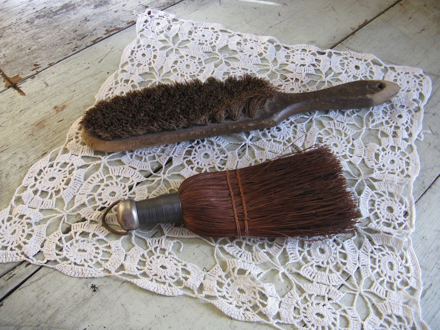 scrubbrush whiskbroom pair rustic farmhouse country photo prop
