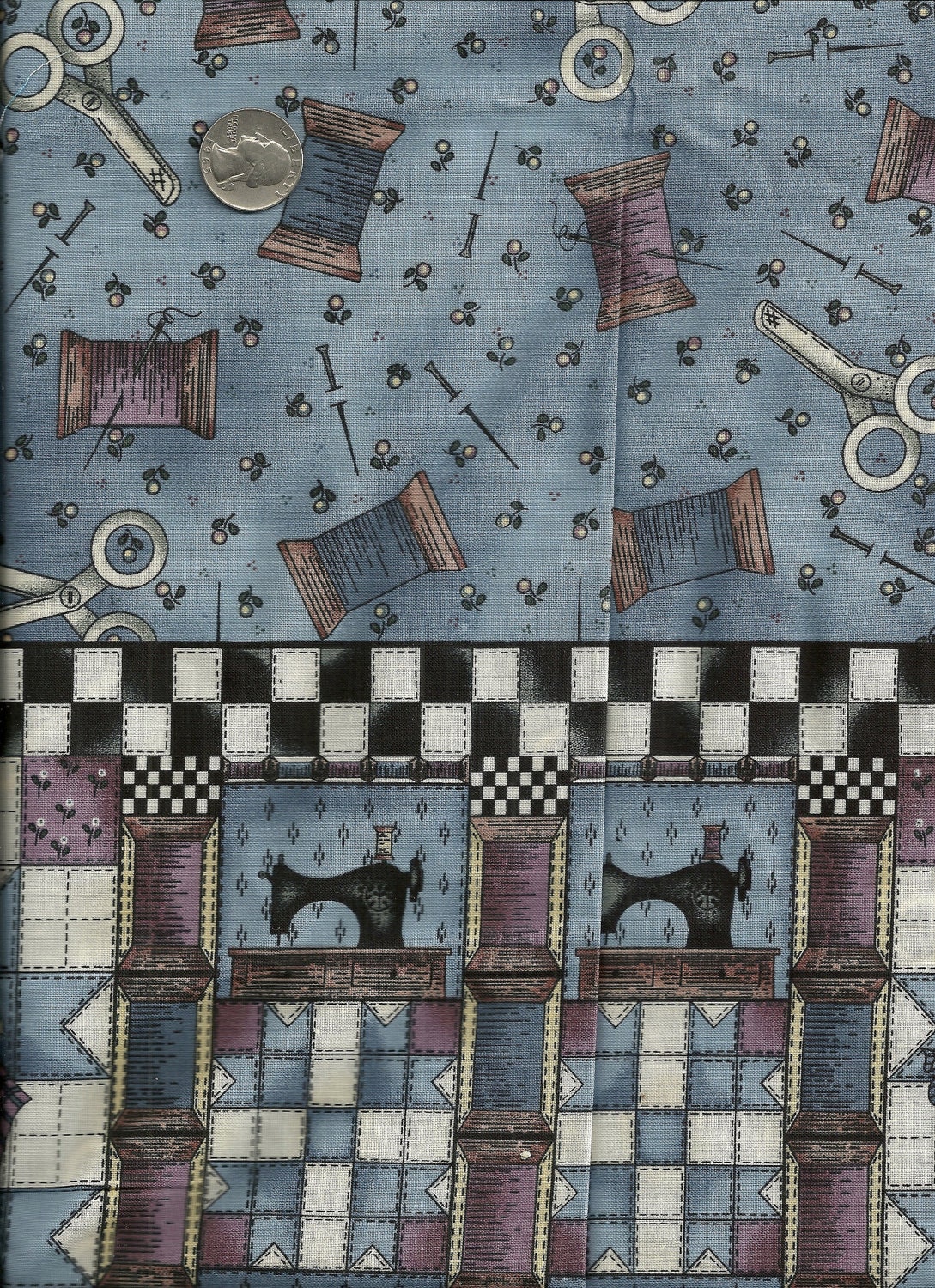 Quilters Cotton Border Print 2 3/4 Yards with 3/4 Yards Coordinated Fabric X0118 Sewing, Thread, Scissors