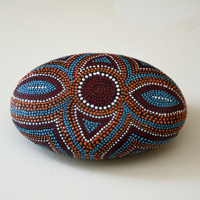 Hand Painted Rock: Victorian Brooch Design Dot