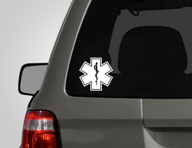 Star of Life Decal - Medical Symbol - EMT Sticker - Paramedic Firefighter Vinyl Car Decal