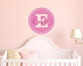 Girls Custom Name Monogram Vinyl Wall Decal - Personalized Childrens Wall Decal