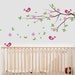Cherry Blossom Tree Branch and Birds Wall Decal - Children Baby Nursery Decal - Nursery Wall Decals