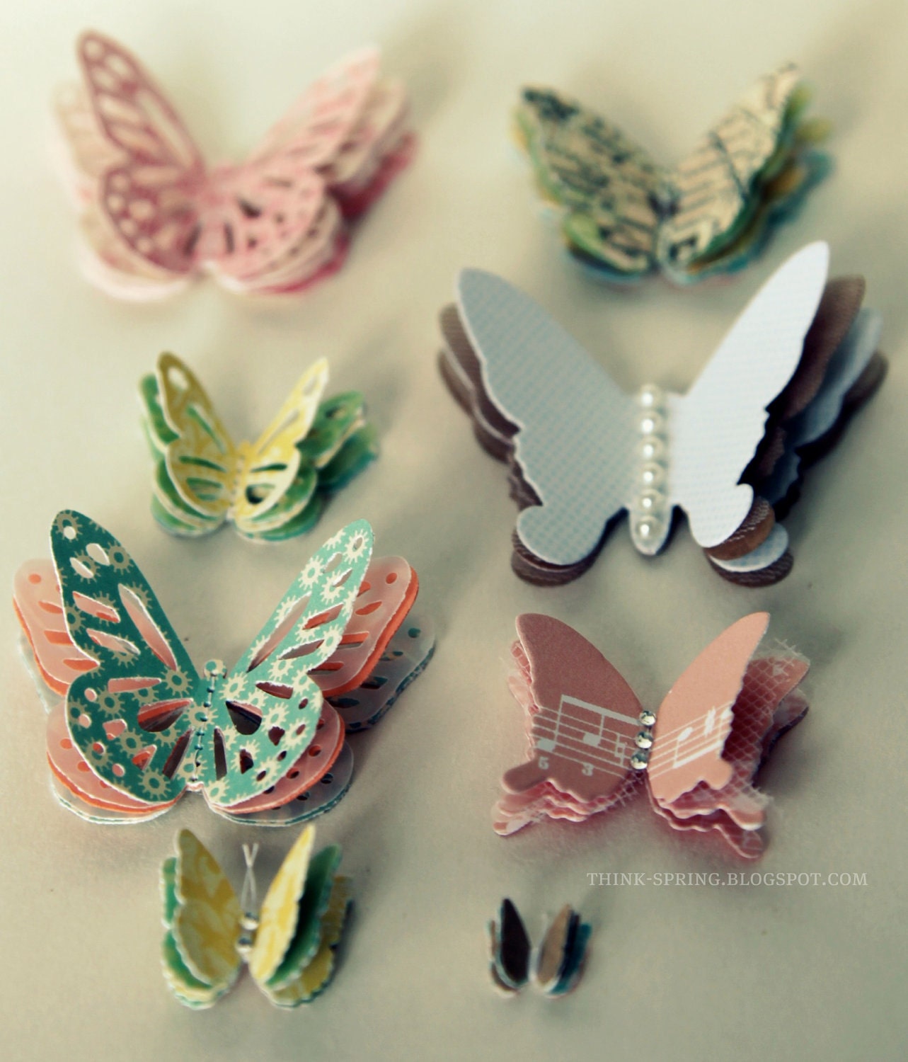 Self-adhesive embellished butteflies - PASTEL