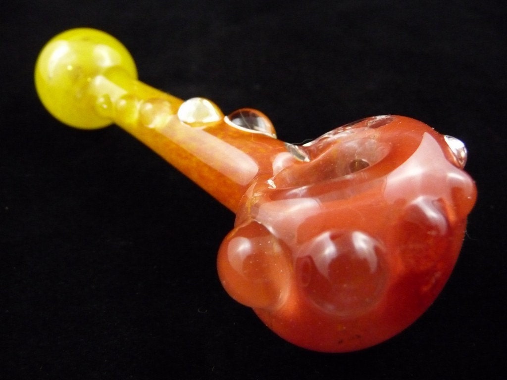 Coral Reef - Canary Yellow to Cherry Red inside-out fade Glass Pipe