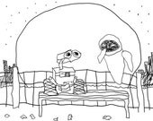 Pixar Wall-E Movie Art Print Scenes Drawn Left Handed 8X10 Art Print