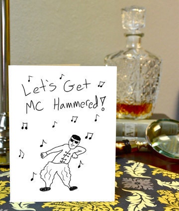MC Hammer Greeting Card Hand Drawn Nerdy Card