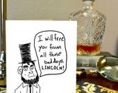 Abe Lincoln Greeting Card Hand Drawn Nerdy Card