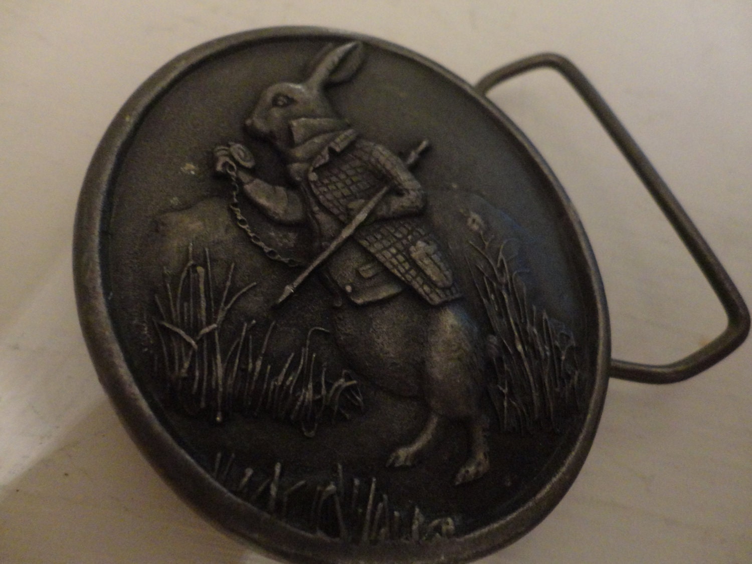 Vintage Alice In Wonderland White Rabbit Indiana Metal Craft Belt Buckle COOL