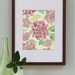 Watercolor Art Illustration Print Sweet Hydrangea Raspberry