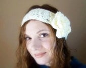 Ladies'/Girls' Cream Headband with two Flower Pins