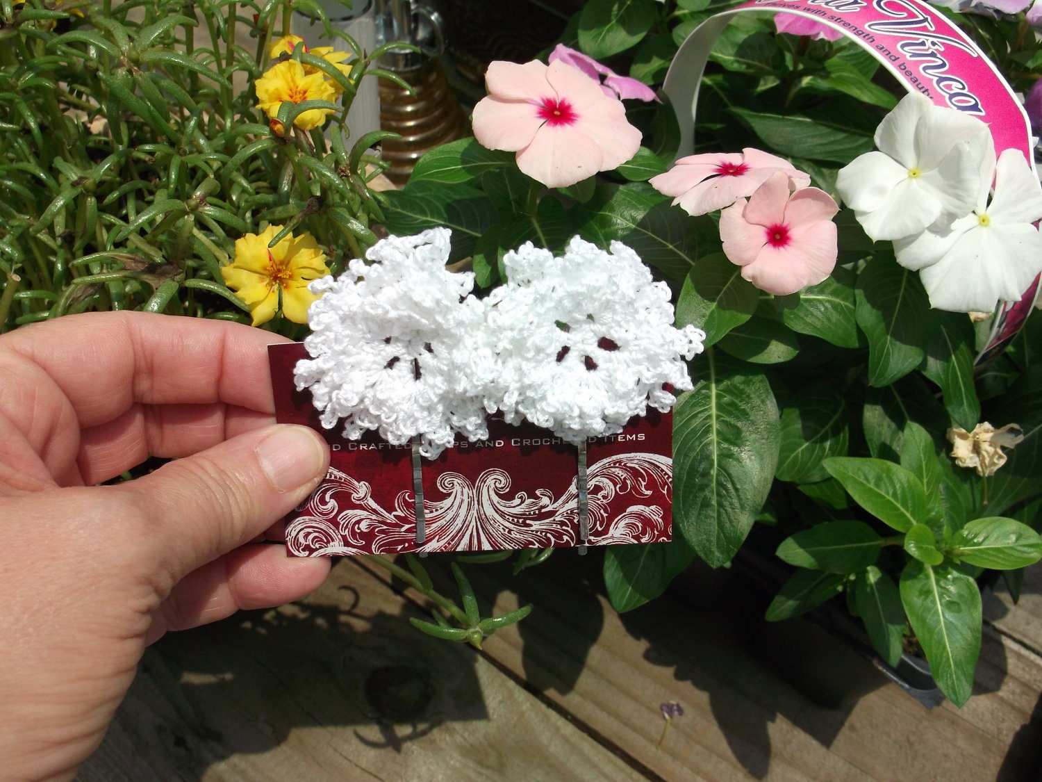 White Flower Hair Pin Set or Alligator Clip Set