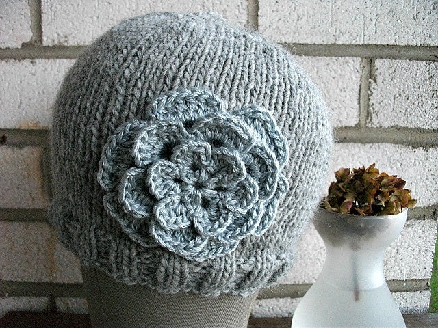 Earl Grey Flowered Knitted Hat Gift for Her under 25 dollars