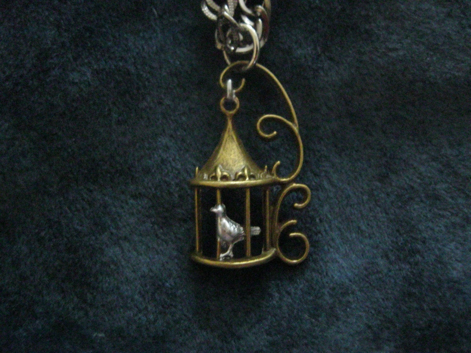 Brass steampunk birdcage necklace