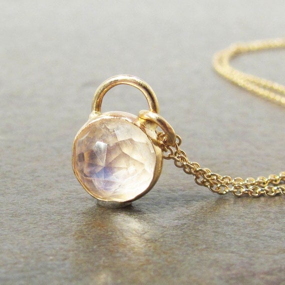 Gold Rainbow Moonstone Necklace