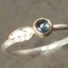 London Blue Topaz Gold and Silver Ring - Leaf Ring
