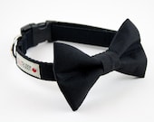 Classic Solid Black Wedding Dog Bow Tie Collar