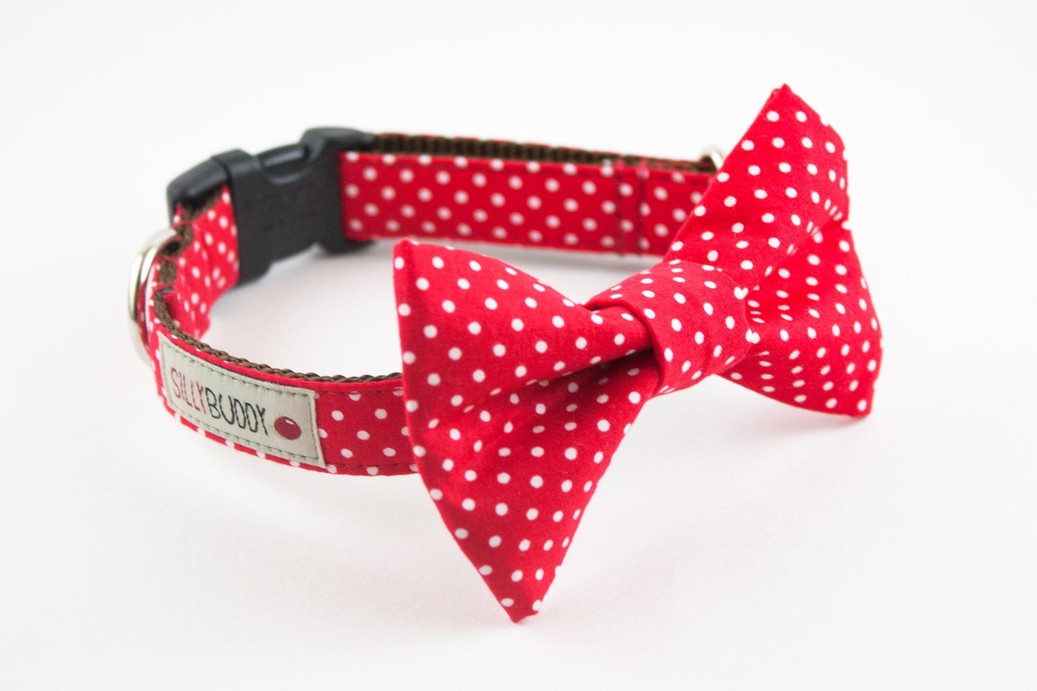 Red Polka Dot Bow Tie Dog Collar