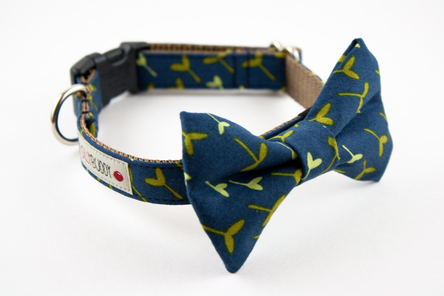 Navy Sprout Dog Bowtie Collar