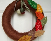 Yarn Wreath Falling Leaves Front door 12"