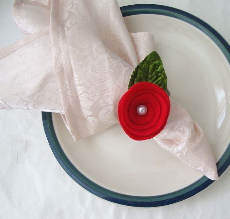 Napkin rings elegant felt flowers your color choice