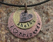 Custom Three Paw Pet Parent Pendant in Copper and Brass