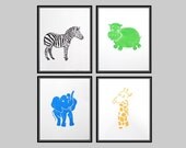 Safari Quad Set A - 4 Block Prints - 8 x 10 Posters