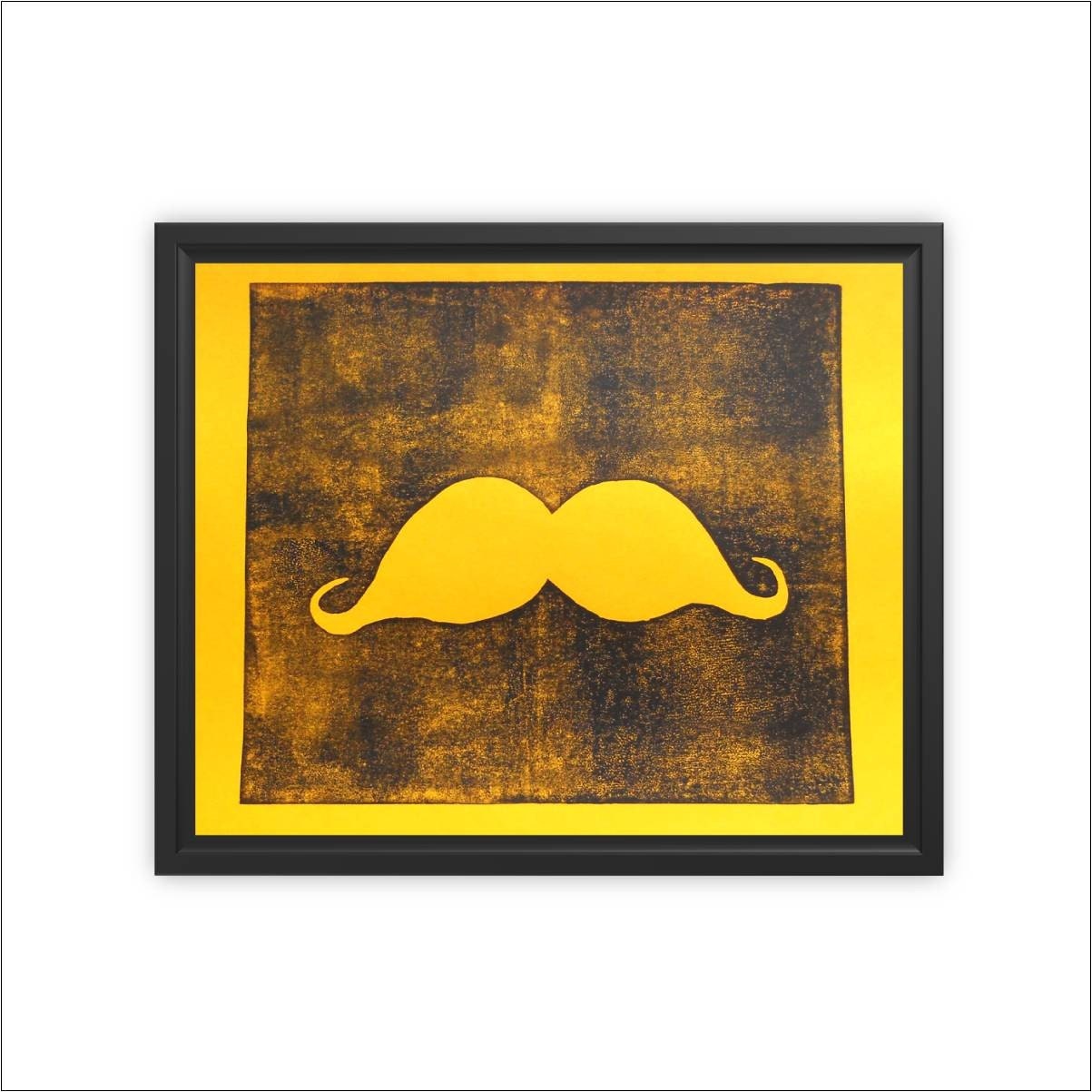 The Stache in Urban Yellow 8 x 10 Hand Pulled Print