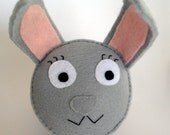 SALE - Mrs Grey Rabbit pin and needle cushion recycled felt handsewn