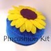 Last one - Clearance Sale - Sunflower Pincushion Kit Yellow Brilliant Blue Recycled felt