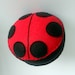 Ladybug handsewn recycled felt pincushion, red, black pin cushion made to order