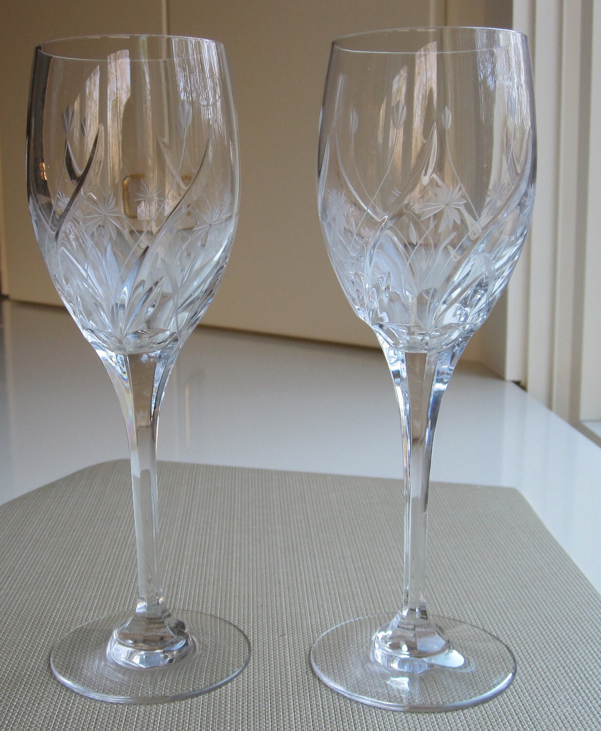 Two Mikasa Reminisce Crystal Water Goblets by kitchensinkantiques