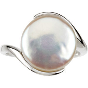 White Coin Pearl Sterling Silver Ring - Propinquities