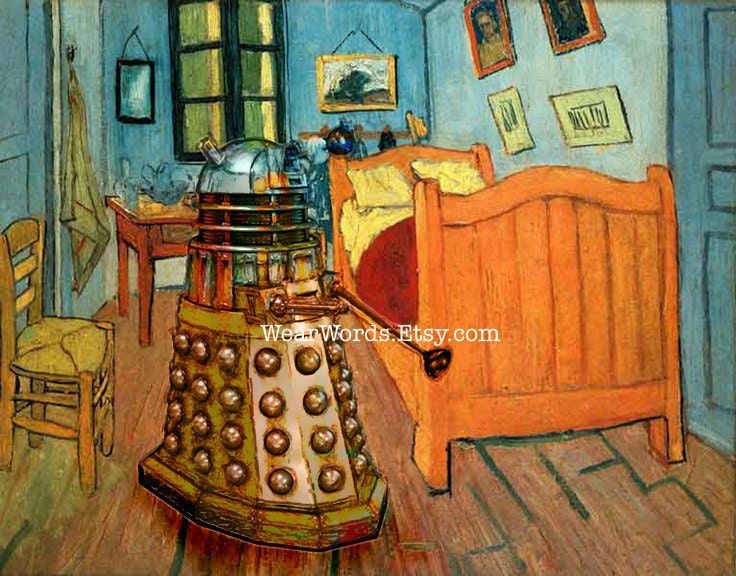 Doctor Who Dalek Parody Print POSTER Vincent van Gogh Bedroom in Arles Tardis 13x19"