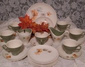 VINTAGE Fall Dinnerware Coffee and Dessert Service-TREASURY ITEM
