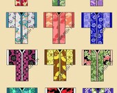Digital Collage Sheet, Asian Art , Kimonos, Original Design, Japanese, Ethnic Designs, Embellishments CS 63