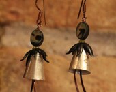 Oxidized Copper and Abalone Earrings