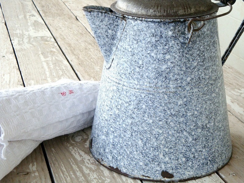 grey graniteware coffee pot