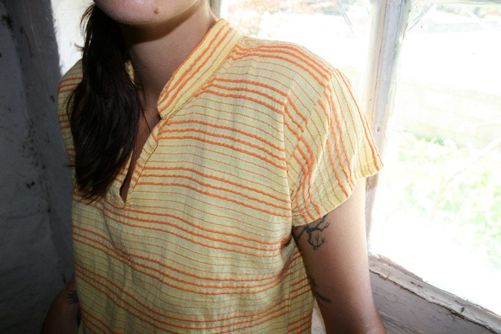 Yellow, orange striped summer tunic