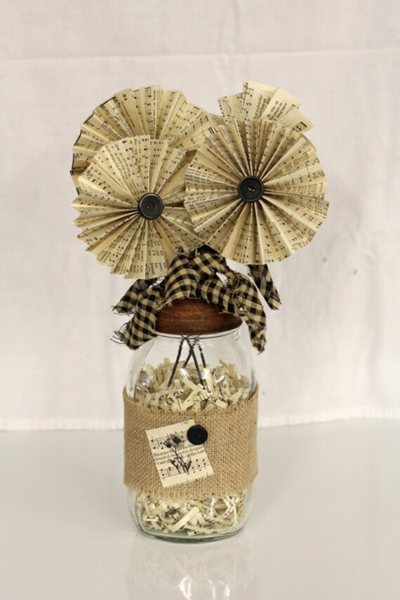 Shabby Chic Burlap and "Songbook" Flower Bouquet