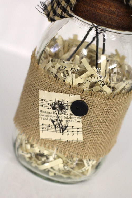Shabby Chic Burlap and "Songbook" Flower Bouquet
