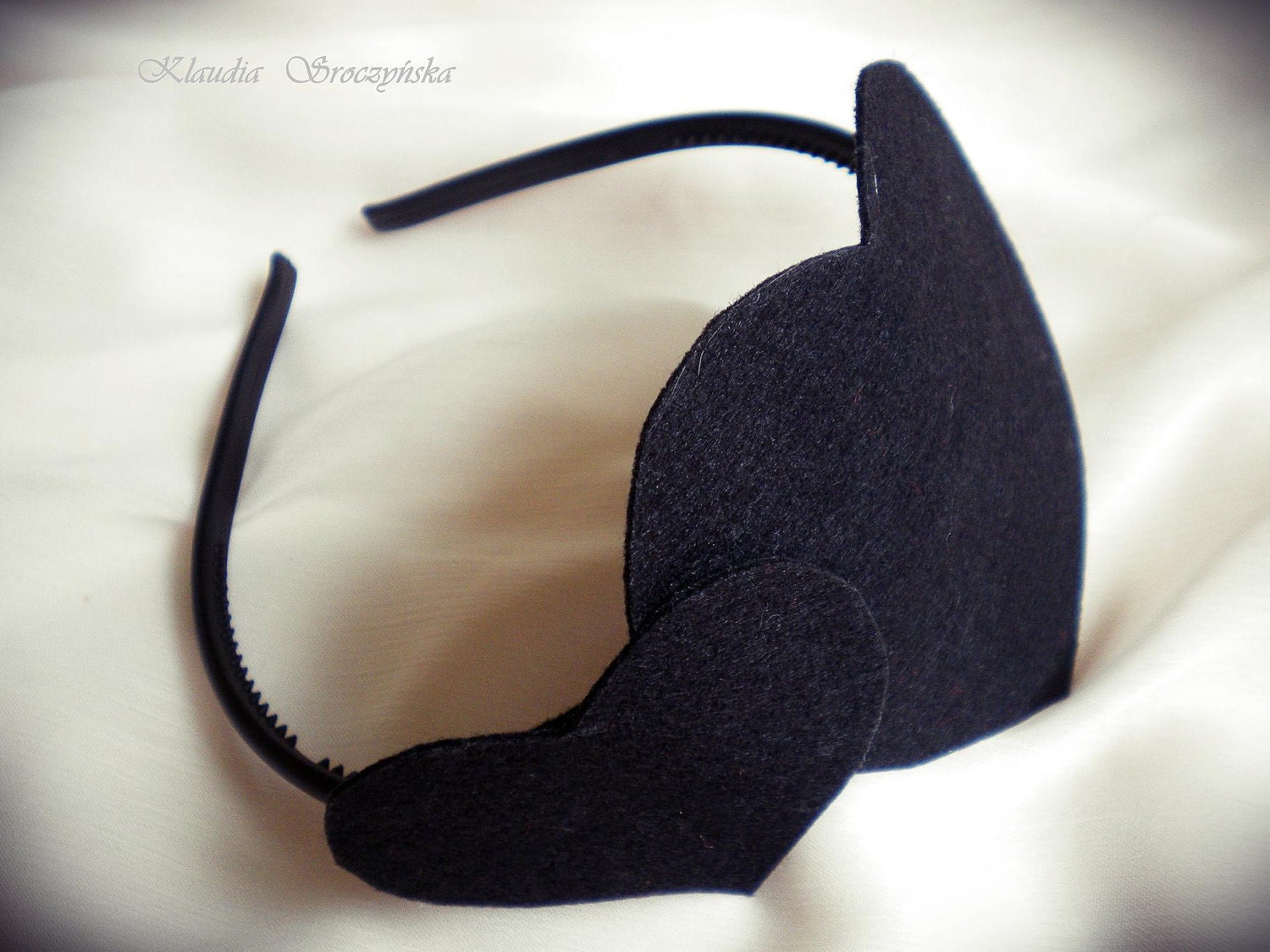 Black  Heart Cocktail Hat Fascinator-Heart Felt headband Bridesmaids accessories Romantic wedding