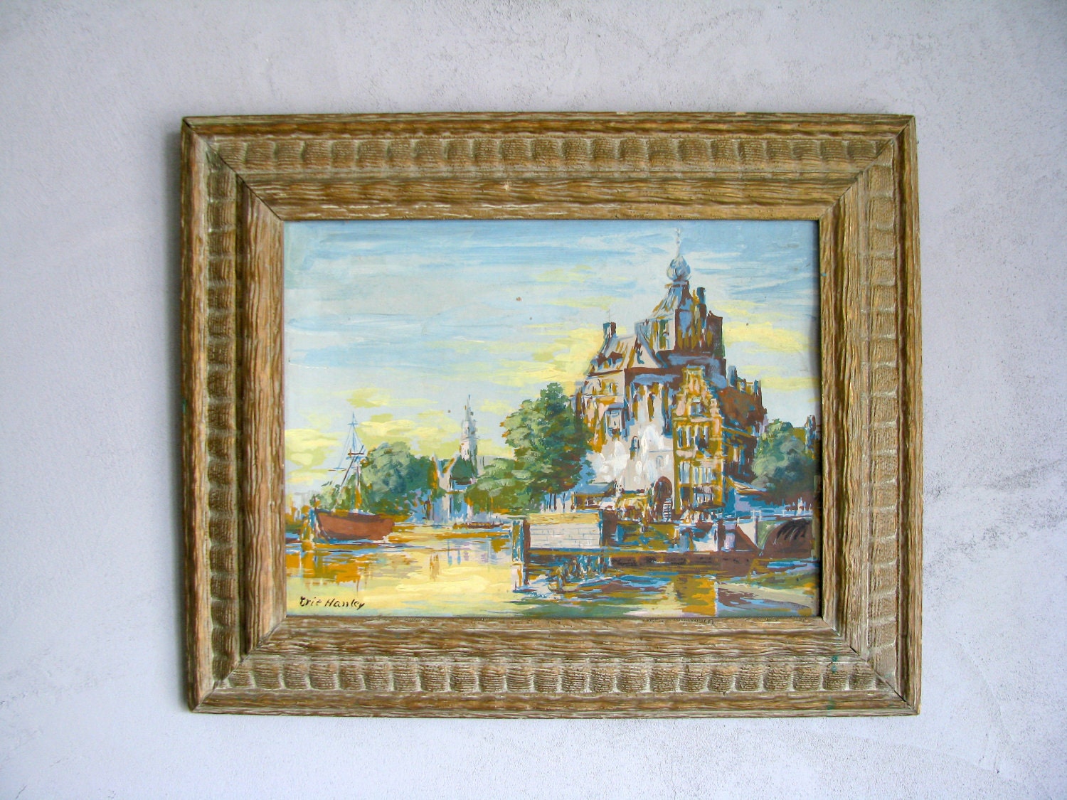 Vintage Old Water Town Landscape